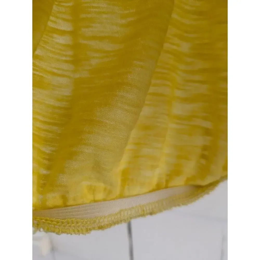 Old Navy Girls Size XL - 14 Flutter Sleeve Embroidered Eyelet Sleeves Top Yellow